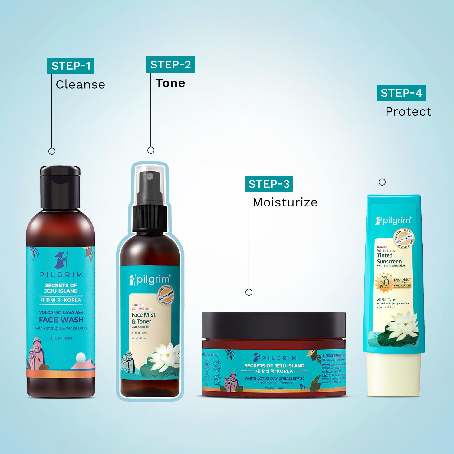 Pilgrim Korean Beauty White Lotus Refreshing Face Mist & Toner | Toner for glowing skin | Alcohol-Free Mist & toner for open pores Tightening | Korean skin care products | Women & Men | 100 ml - Image 5