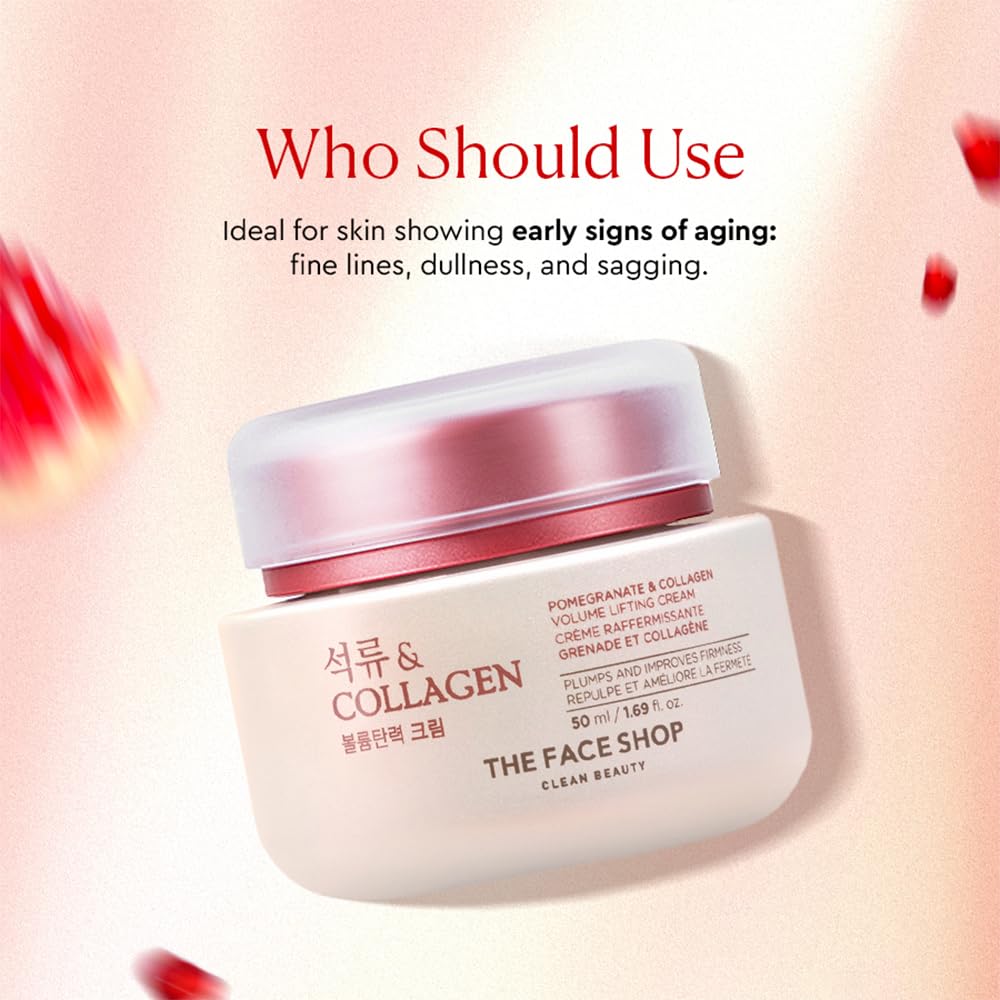 The Face Shop Collagen & Pomegranate Anti-Aging Face Cream | With 10% Marine Collagen & Pomegranate Extracts | Reduces Wrinkles, Firms Skin | For All Skin Types, 50ml - Image 5