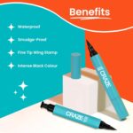 SWISS BEAUTY Craze 2-N 1 Gel Semi-Matte Eyeliner With Wing Stamp | Waterproof And Smudgeproof Eyeliner With Fine Tip For Precise Application | Black, 2.8Ml - Image 4