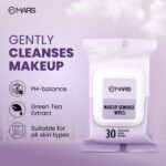 MARS Makeup Remover Wet Wipes for Face | 30 Cotton Soft Wipes | Hydrating & Refreshing | Enriched with Green Tea & Aloe Vera Extract | Soothing & Maintains pH Balance | Gentle on Skin - Image 3