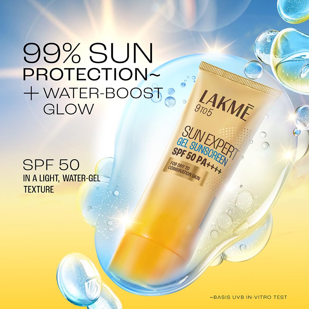 LAKMÉ Sun Expert SPF 50 PA+++ Gel Sunscreen, Niacinamide | Water-Light|For Oily & Combination Skin| Non-sticky | For All Skin Types, For UVA/B Protection,No White Cast 50g - Image 3