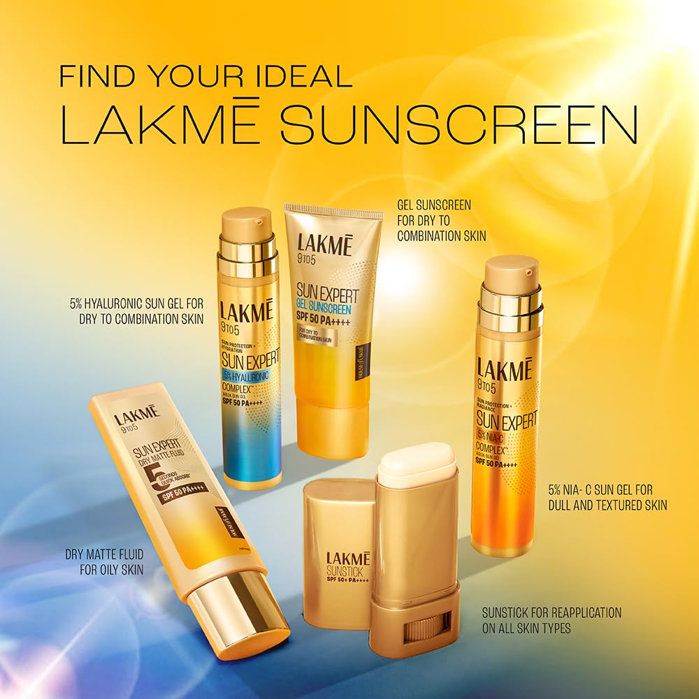 LAKMÉ Sun Expert SPF 50 PA+++ Gel Sunscreen, Niacinamide | Water-Light|For Oily & Combination Skin| Non-sticky | For All Skin Types, For UVA/B Protection,No White Cast 50g - Image 8