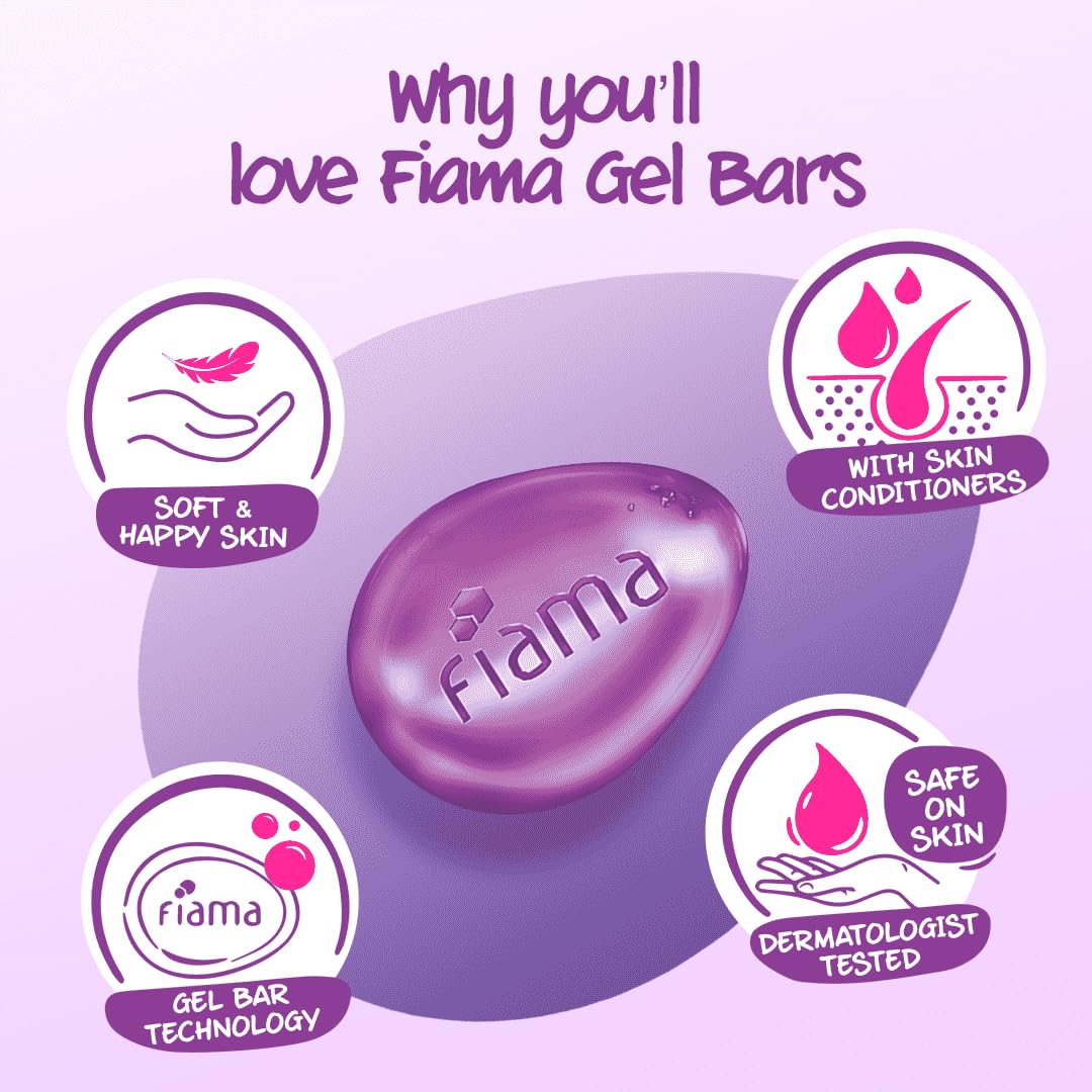 Fiama Gel Bathing Bar Mega Celebration Pack, With 8 Unique Gel Bars, 1000g (125g - Pack of 8), with Skin Conditioners For Moisturized Skin, Soap for Women & Men, For All Skin Types - Image 4