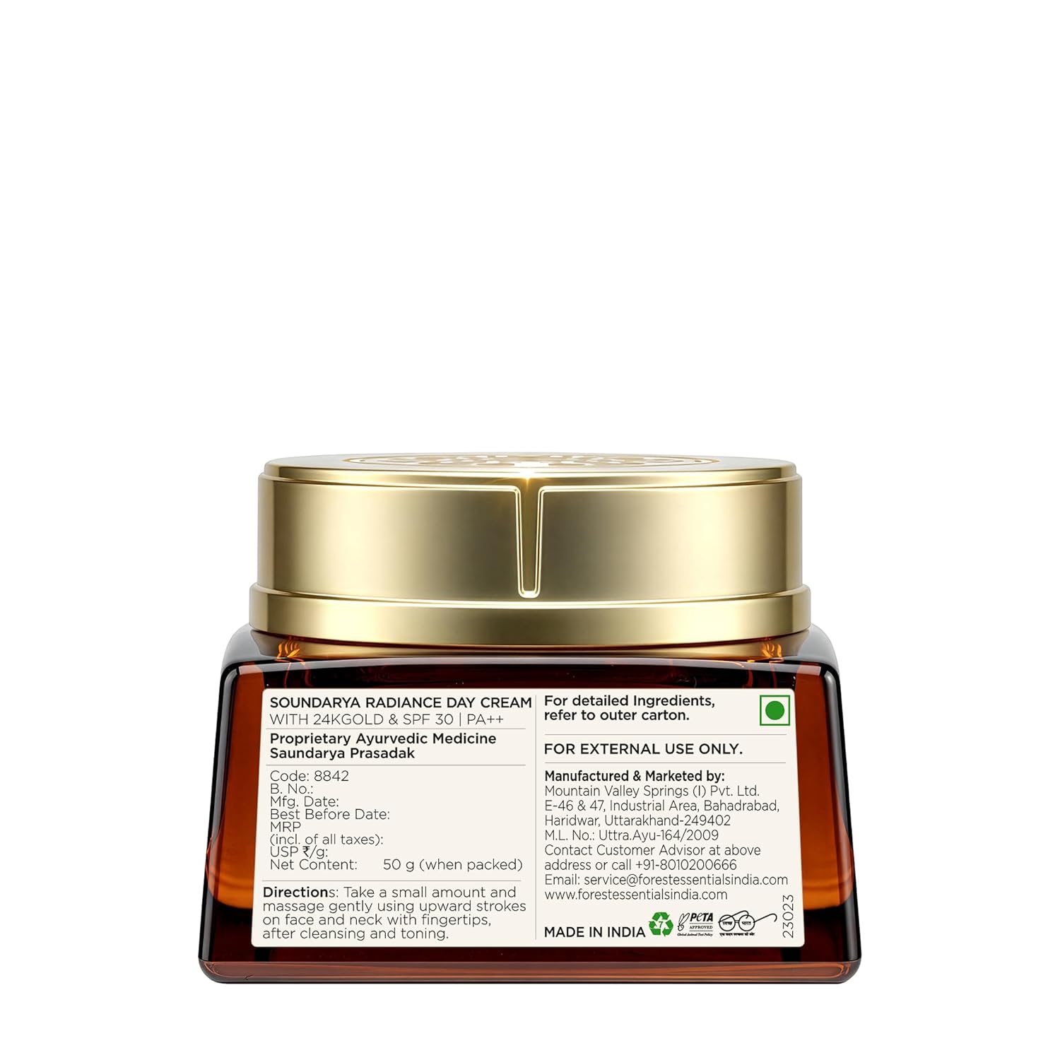 Forest Essentials Bestselling Soundarya Radiance Day Cream with 24K Gold & SPF 30 PA++ | Anti Ageing Moisturiser for Glowing Skin | For all skin types - Image 9