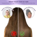 MAXOSHINE Hair Towel Wrap for Women-Quick Drying Microfiber Towel for Hair with Elastic Loop for Tying-Super Absorbent Head Towels Wrap for Ladies Hair Turban (Pack of 1-Assorted-Purple/Green) - Image 4