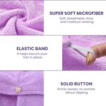 MAXOSHINE Hair Towel Wrap for Women-Quick Drying Microfiber Towel for Hair with Elastic Loop for Tying-Super Absorbent Head Towels Wrap for Ladies Hair Turban (Pack of 1-Assorted-Purple/Green) - Image 5