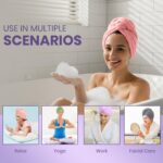 MAXOSHINE Hair Towel Wrap for Women-Quick Drying Microfiber Towel for Hair with Elastic Loop for Tying-Super Absorbent Head Towels Wrap for Ladies Hair Turban (Pack of 1-Assorted-Purple/Green) - Image 6