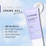 SEREKO Sunscreen SPF 50 PA++++ Crème Gel | Zero White Cast, Blue Light + UVA/UVB Protection | Quick Absorbing, Non-Greasy, 24H Hydration | For Men & Women | All Skin Types – 50ml - Image 3