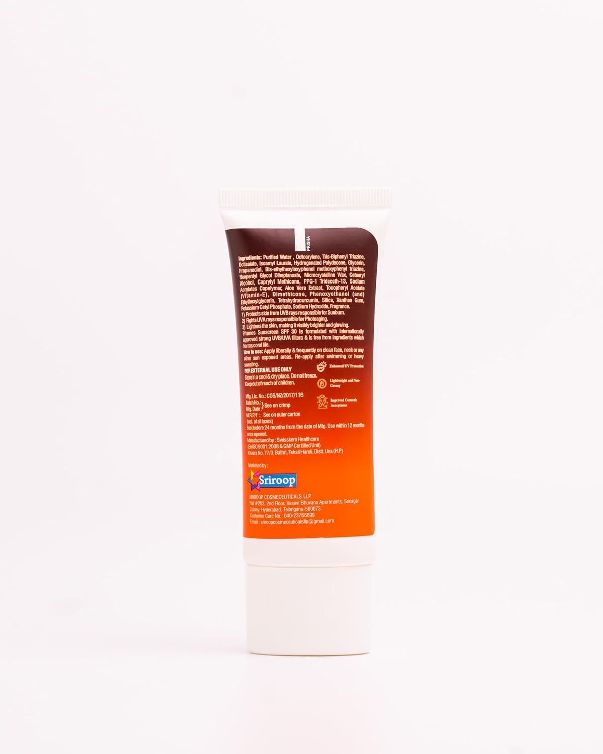 Prismos Beauty Sunscreen for Men & Women | SPF 30 for Oily Skin | Lightweight, Non-Greasy & Non-Comedogenic | With Aloe Vera & Vitamin E | Suitable for All Skin Types – 50ml - Image 4