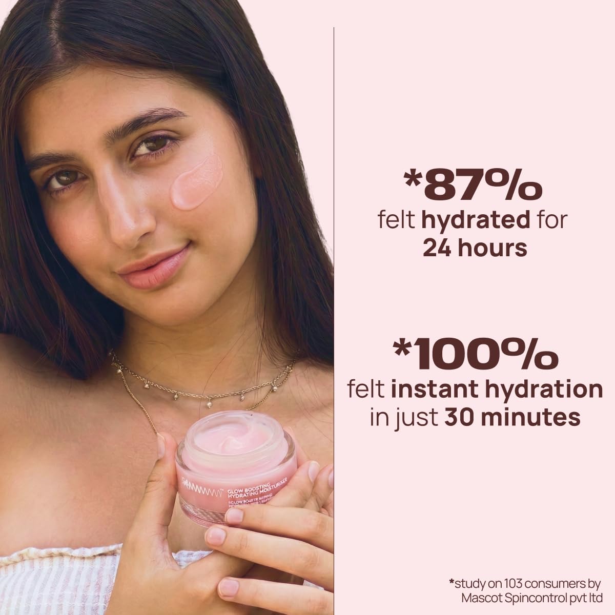 Sammmm GLOW Boosting Hydrating Face Moisturizer with UV Shield(50g) | Lightweight & Oil-Free | Moisturizer Gel for Korean Glass Skin | Made with Hyaluronic Acid, Niacinamide For All Young Skin Types - Image 5