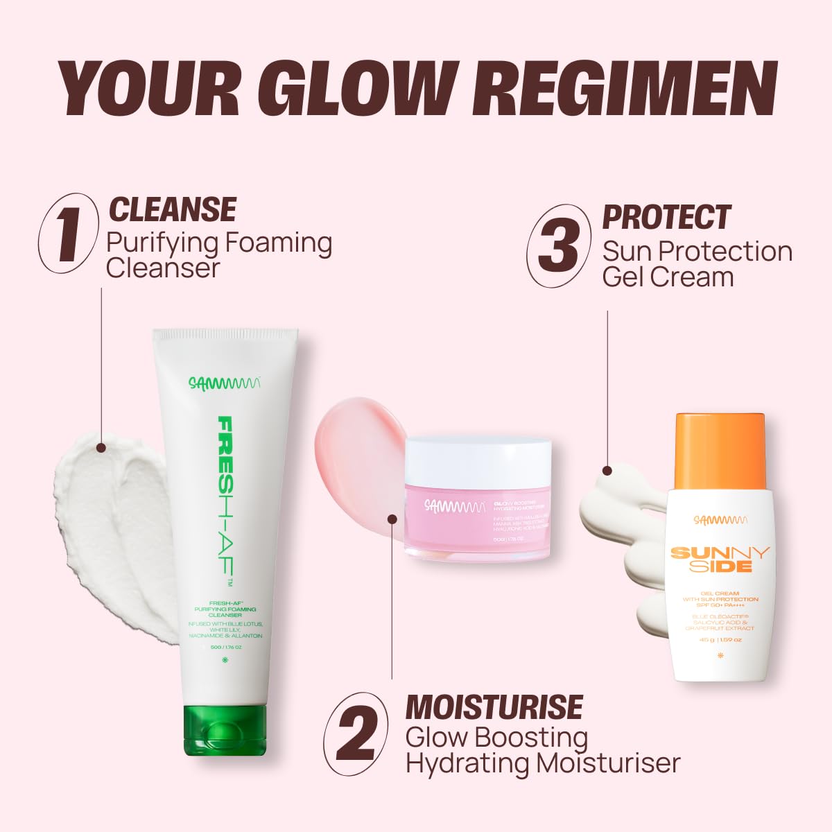 Sammmm GLOW Boosting Hydrating Face Moisturizer with UV Shield(50g) | Lightweight & Oil-Free | Moisturizer Gel for Korean Glass Skin | Made with Hyaluronic Acid, Niacinamide For All Young Skin Types - Image 9