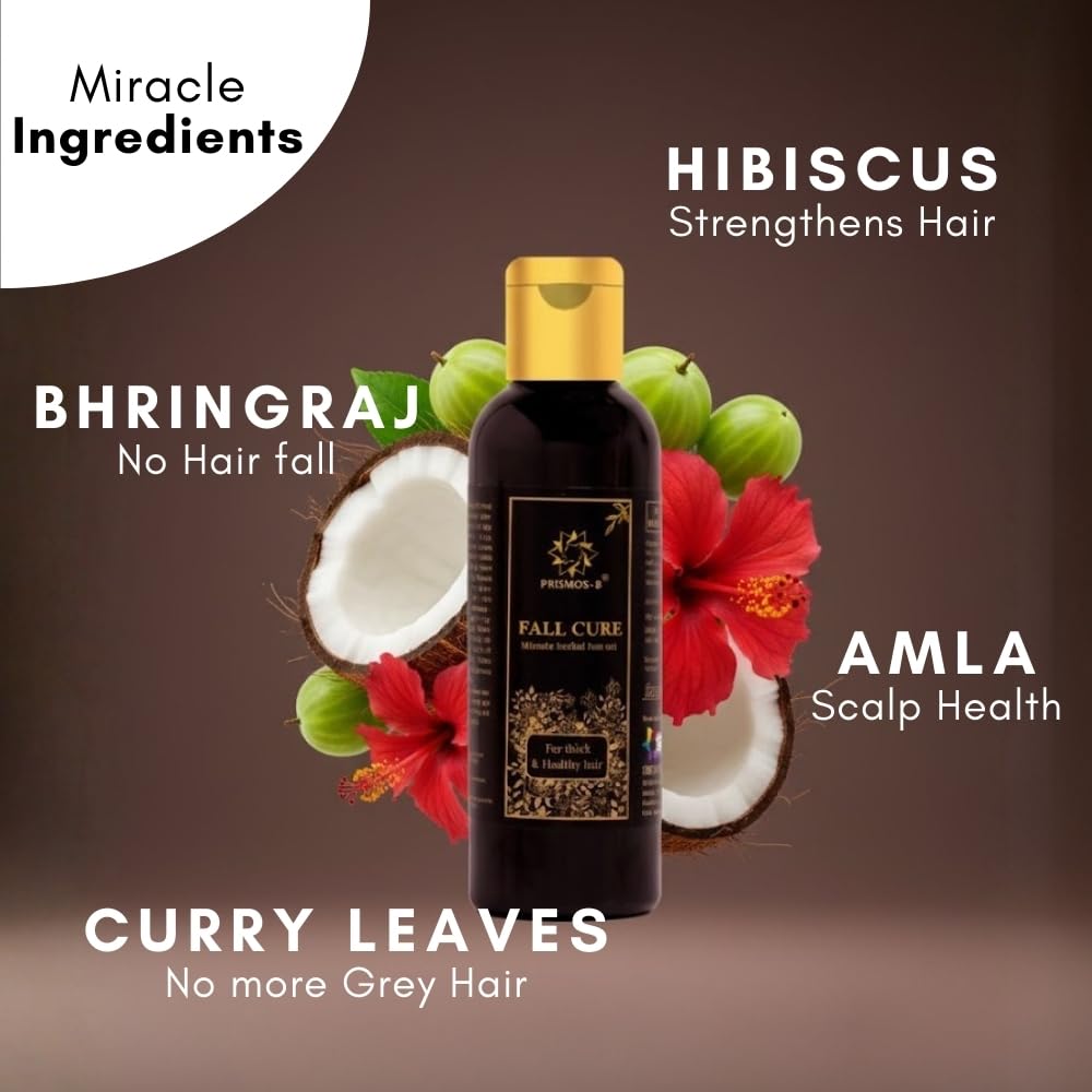 Prismos Beauty Fallcure Hair Oil For Winter 100ml | Bhringraj, Amla & Hibiscus Scalp Oil for Hair Growth | Anti Hair Fall Solution | Non-Sticky Oil for Men & Women | Suitable for All Hair Types - Image 4