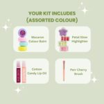 4 PCS Organic Makeup Kit for Kids, Preteens & Teen Girls | 100% Natural & Skin Friendly | Includes Eye & Cheek Highlighter, Lip & Cheek Tint, Lip Oil, Brush (Floret Kit, Assorted Colour) - Image 3