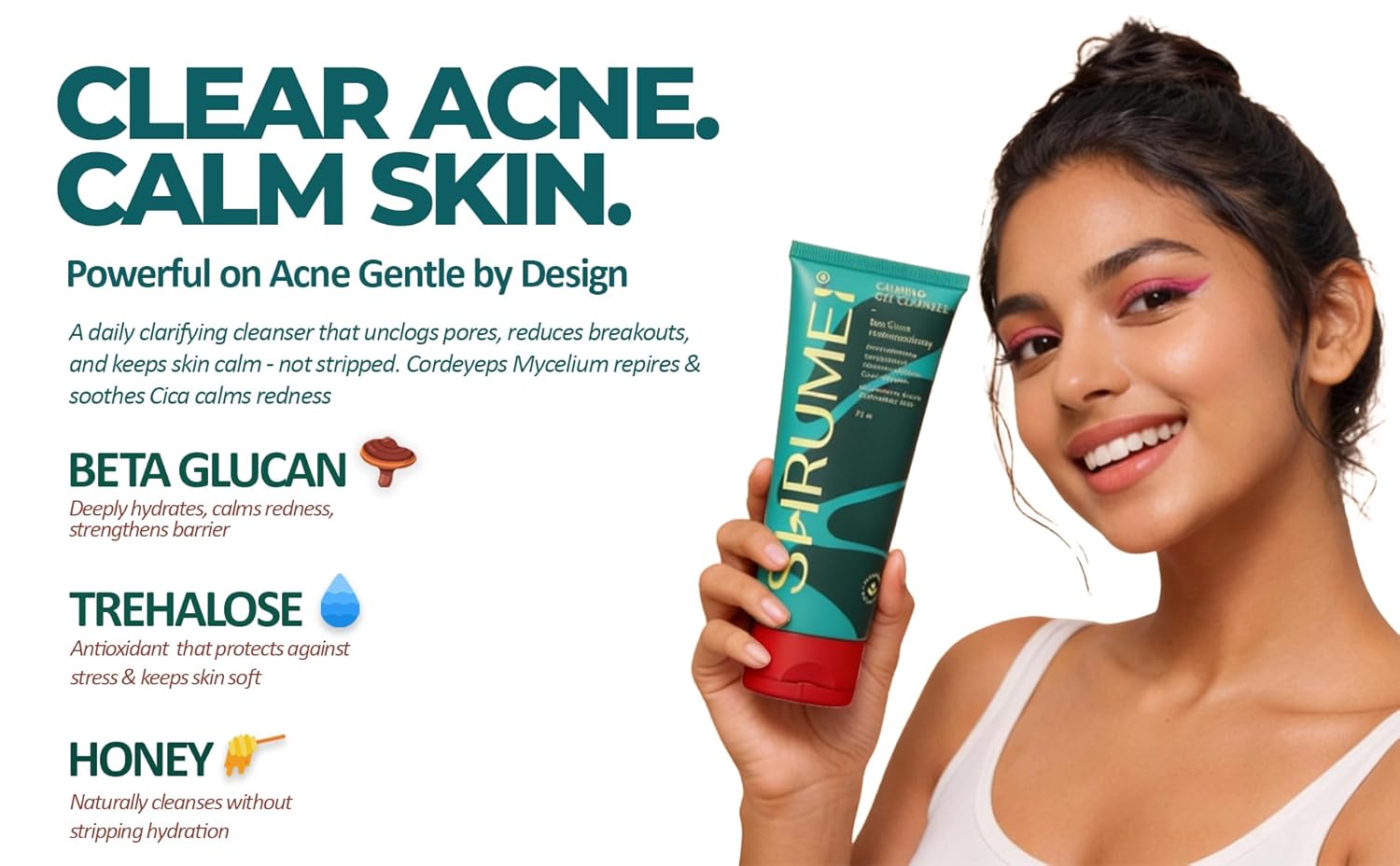 Calming Gel Cleanser 100% Natural, Hydrating + Barrier Support Formula for Normal Skin Type Face Wash - Image 6