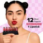 Mila Beauté 12 Creamy Matte Mini Pout Party Lipstick Kit | Lip Hydrating & Light-weight | Long Lasting Lipsticks for Women | Suitable All Indian Tones | Shade - Pinks & Reds 12g - Image 3