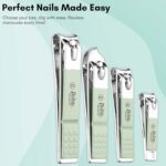 Beauté Secrets Nail Cutter Set, 18 Pieces Grooming Kit (Eyebrow Razor, Tweezer, Hair Plucker, Baby Nail Cutter, Ear Cleaner,Nail Cleaner,) Pedicure Gift for Men and Women (Green) - Image 5