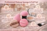 Makeup Sponge & Powder Puff Set with Foundation Brush, Beauty Blender Sponge, Mushroom Head Makeup Sponge for Foundation, Concealer & Powder, Soft Makeup Applicator Set Wet & Dry Use(pack of 5) - Image 9
