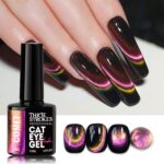 THR3E STROKES Cat Eye Gel Nail Polish Set for Pink Brown Glitter Holographic Cat Eye, Salon Gel Manicure and Nail Art DIY at Home, Bright Moonlight (COMET) - Image 3