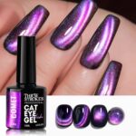 THR3E STROKES Cat Eye Gel Nail Polish Set for Pink Brown Glitter Holographic Cat Eye, Salon Gel Manicure and Nail Art DIY at Home, Bright Moonlight (COMET) - Image 5