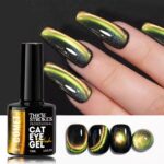 THR3E STROKES Cat Eye Gel Nail Polish Set for Pink Brown Glitter Holographic Cat Eye, Salon Gel Manicure and Nail Art DIY at Home, Bright Moonlight (COMET) - Image 6