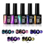 THR3E STROKES Cat Eye Gel Nail Polish Set for Pink Brown Glitter Holographic Cat Eye, Salon Gel Manicure and Nail Art DIY at Home, Bright Moonlight (COMET) - Image 7