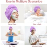 MAXOSHINE Hair Towel Wrap for Women-Quick Drying Microfiber Towel for Hair with Elastic Loop for Tying-Super Absorbent Head Towels Wrap for Ladies Hair Turban (Pack of 1-Purple) - Image 4