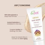 La Pink Ubtan Face Wash | Gently Exfoliates & Brightens Skin | Removes Tan, Dirt & Impurities | With Walnut Beads, Kesar, Sandalwood & White Haldi | Soap-Free & 100% Microplastic-Free | All Skin Types | 100ml - Image 4