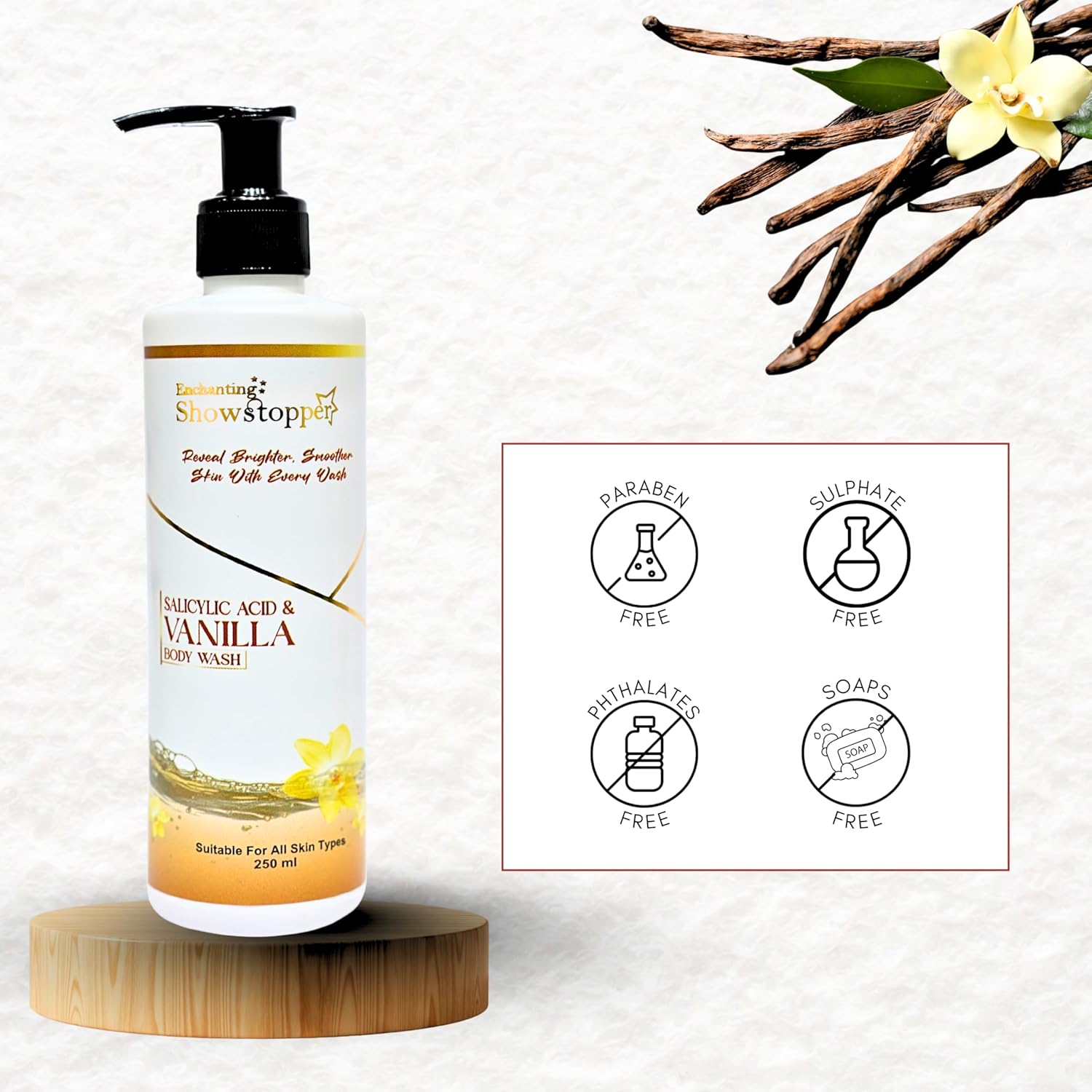 Salicylic Acid & Vanilla Body Wash for Men & Women | Gentle Exfoliating Body Cleanser for Acne-Prone Skin, Deep Pore Cleansing, Smooth & Soft Skin | Refreshing Hydrating for All Skin Types | 250 ml - Image 4