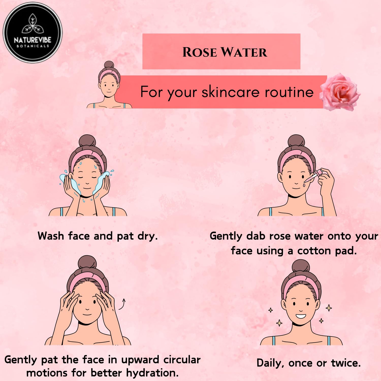 Rose Water 200ml by Naturevibe Botanicals 100% Pure Natural Gulab Jal for Face, Skin & Hair | Hydrating Facial Toner & Face Mist | Refreshing Mist for Glowing Skin | Suitable for All Skin Types - Image 6