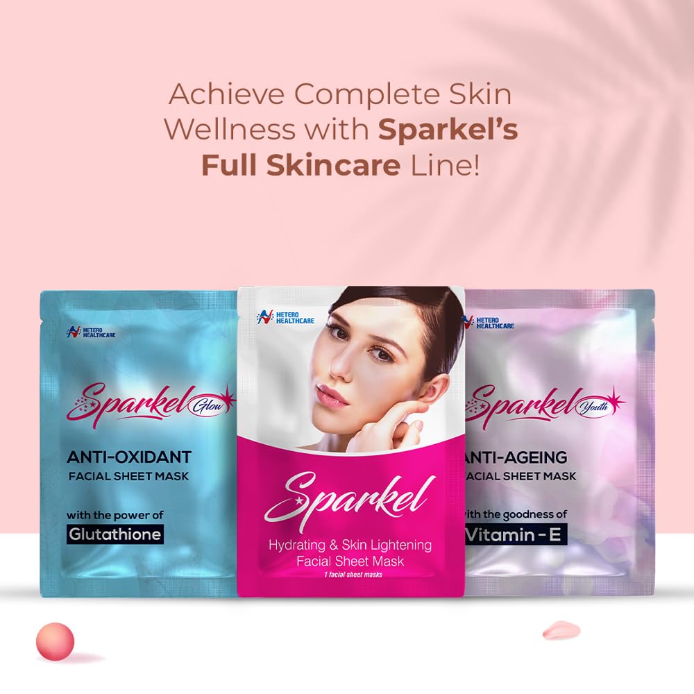 Sparkel Hydrating Face Sheet Masks for Glowing Skin | Facial Mask for Women & Men with Aloe Vera, Glycerin & Olive Leaf Extracts | Ideal for All Skin Types - Pack of 3 - Image 7