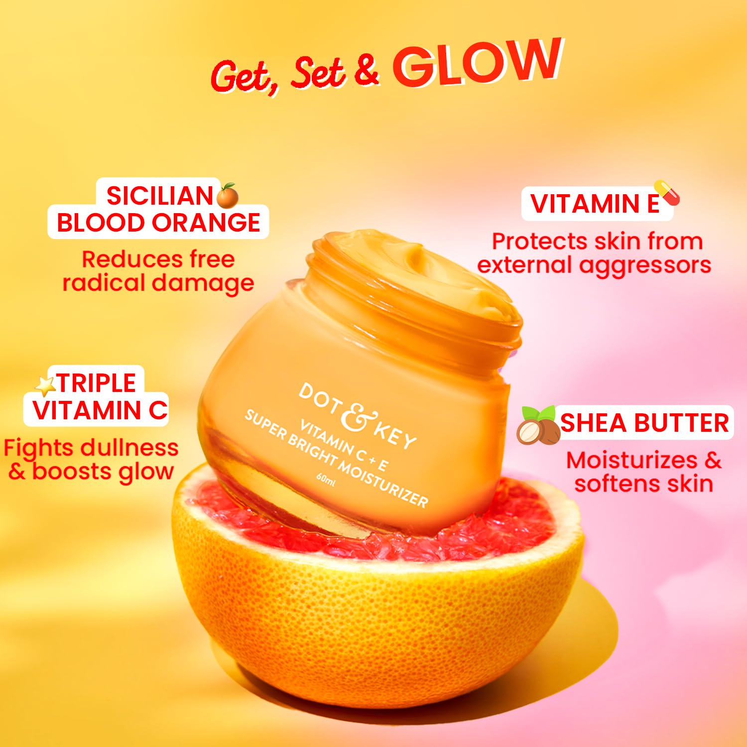 Dot & Key Vitamin C + E Sorbet Super Bright Moisturizer For Face | Vitamin C Face Moisturizer|Reduces Skin Dullness|Oil Free & Lightweight | For All Skin Types | 60Ml - Image 3