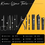Beauté Secrets Essentials Manicure Set Nail Clippers, Stainless Steel Nail Scissors Grooming Kit, Acne needle, Blackhead Tool Leather Travel Case (Yellow) - Image 2