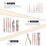 Beauté Secrets Manicure Kit, pedicure tools for feet, Nail Clipper, Manicure Pedicure kit for women and Men, 18 Pieces,Perfect Gifts for Women and Men (Rose Gold) - Image 2