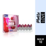 Blue Heaven Matte Love Mini Lipsticks pack of 10 | Long Lasting, Hydrating & Moisturizing Mini Roll on Lipsticks for Women | Soft-Matte Finish | 13g - Image 2