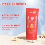 Clensta Red Aloe Vera Daily Glow Sunscreen For All Skin Types SPF 50 PA++++ | No White Cast With Red Aloe Vera & 2% Niacinamide, Lightweight, For Sun Protection & Glow - 50 G - Image 2