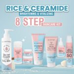 Glamveda Korean Rice & Ceramide 8 Step Weekly Skincare Routine For Women | Face wash, Peel Off Mask, Toner, Serum, Under eye cream, Moisturizer, Sunscreen & Body Lotion | Skin Brightening - Image 2