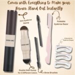 HUDA GIRL Dual Color 2in1 Hairline Powder & Eyebrow Filler for Women, Instant Hair Touch Up & Eyebrow Shaper Kit including Brow Stick Black & Brown with Razor, 2pcs Brush & 3 Brow Stencils - Image 2