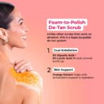 Hula Hoop Foaming 10% De-Tan Body Scrub by Foxtale | Tan Removal & Soft-Smooth Skin | 5% Glycolic Acid, Lactic Acid & Azeloglycine | For Women & Men | All Skin Types | 200g - Image 2
