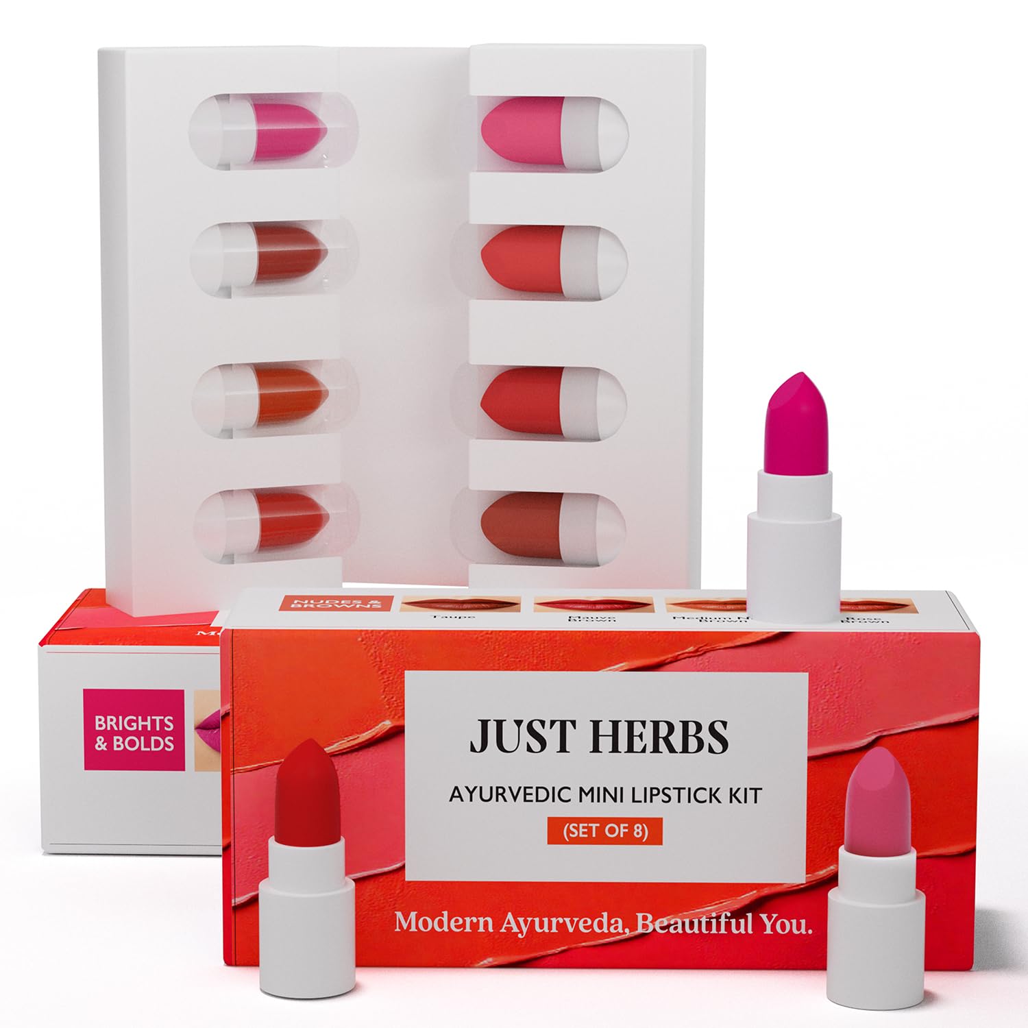 Just Herbs Ayurvedic Lipstick Micro-mini Kit | Kit of 8 curlyhaircare