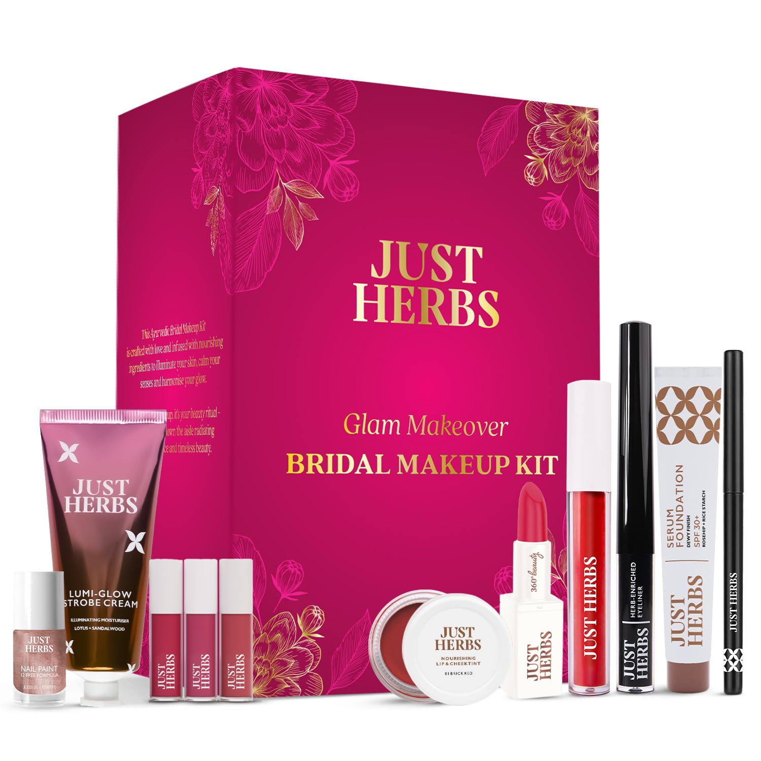 Just Herbs Wedding Kit Glam Essentials With Matte Lipstick|Lip & faceglow
