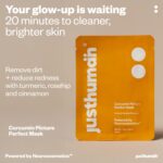 Justhuman Curcumin Face Mask, Reduces Pigmentation in 30 Days, Made in Korea, Depigmenting & Hydrating, Brightening, Turmeric Sheet mask, Powerhouse ingredients Curcumin, Cinnamon & Rosehip, Pack of 5 - Image 2