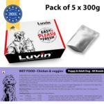 Luvin Wet Dog Food | Chicken & Veggies | Puppy & Adult Dog 1.5 Kgs (300gms x 5) - Image 2