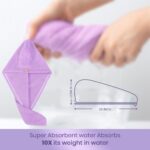 MAXOSHINE Hair Towel Wrap for Women-Quick Drying Microfiber Towel for Hair with Elastic Loop for Tying-Super Absorbent Head Towels Wrap for Ladies Hair Turban (Pack of 1-Assorted-Purple/Green) - Image 2