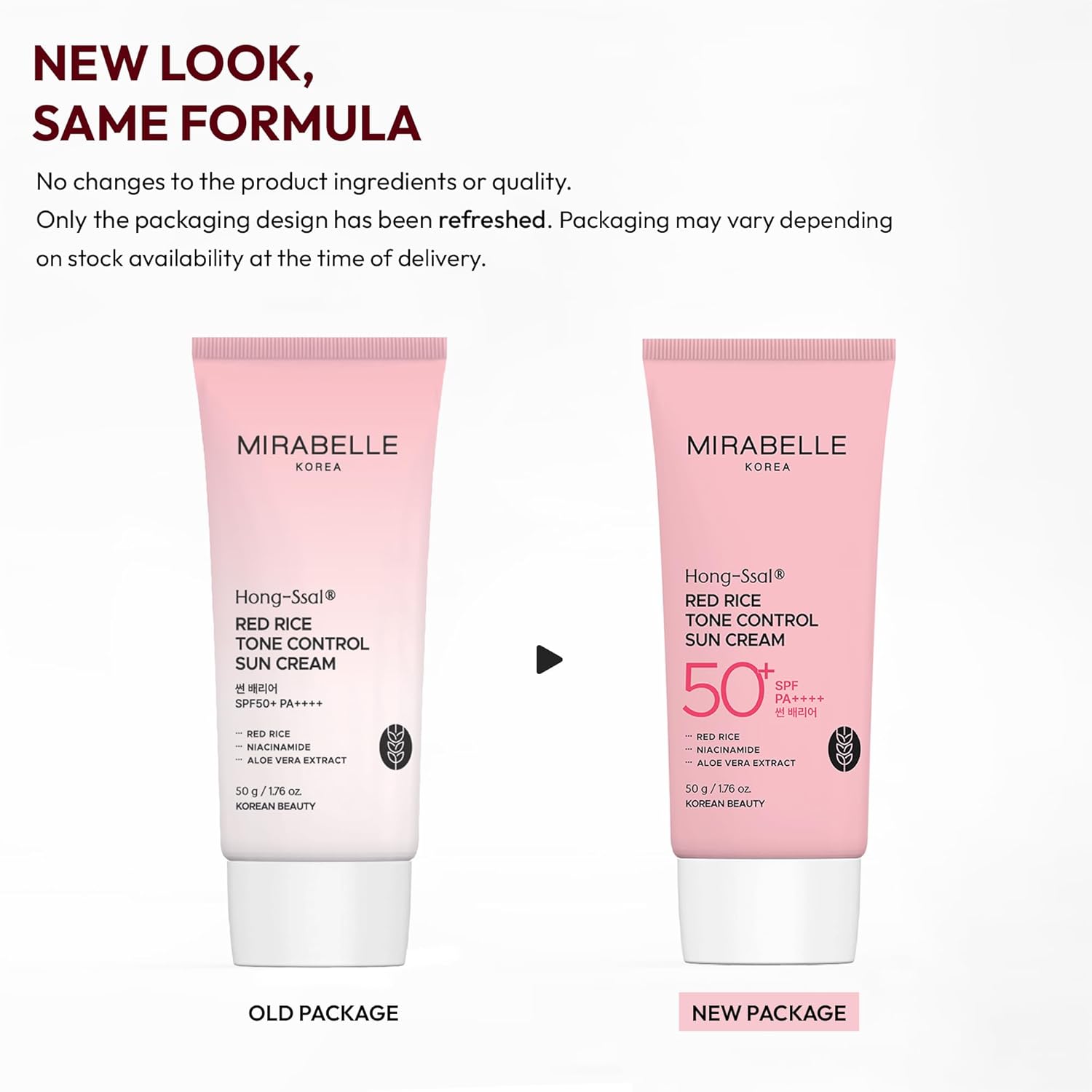 Mirabelle Korea Red Rice Tone Control Sun Cream SPF 50+ PA++++ | Lightweight & Hydrating | No White Cast | In-Vivo Tested | Korean Skincare | For Men & Women | For All Skin Types | 50g - Image 2