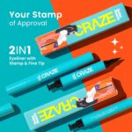 SWISS BEAUTY Craze 2-N 1 Gel Semi-Matte Eyeliner With Wing Stamp | Waterproof And Smudgeproof Eyeliner With Fine Tip For Precise Application | Black, 2.8Ml - Image 2