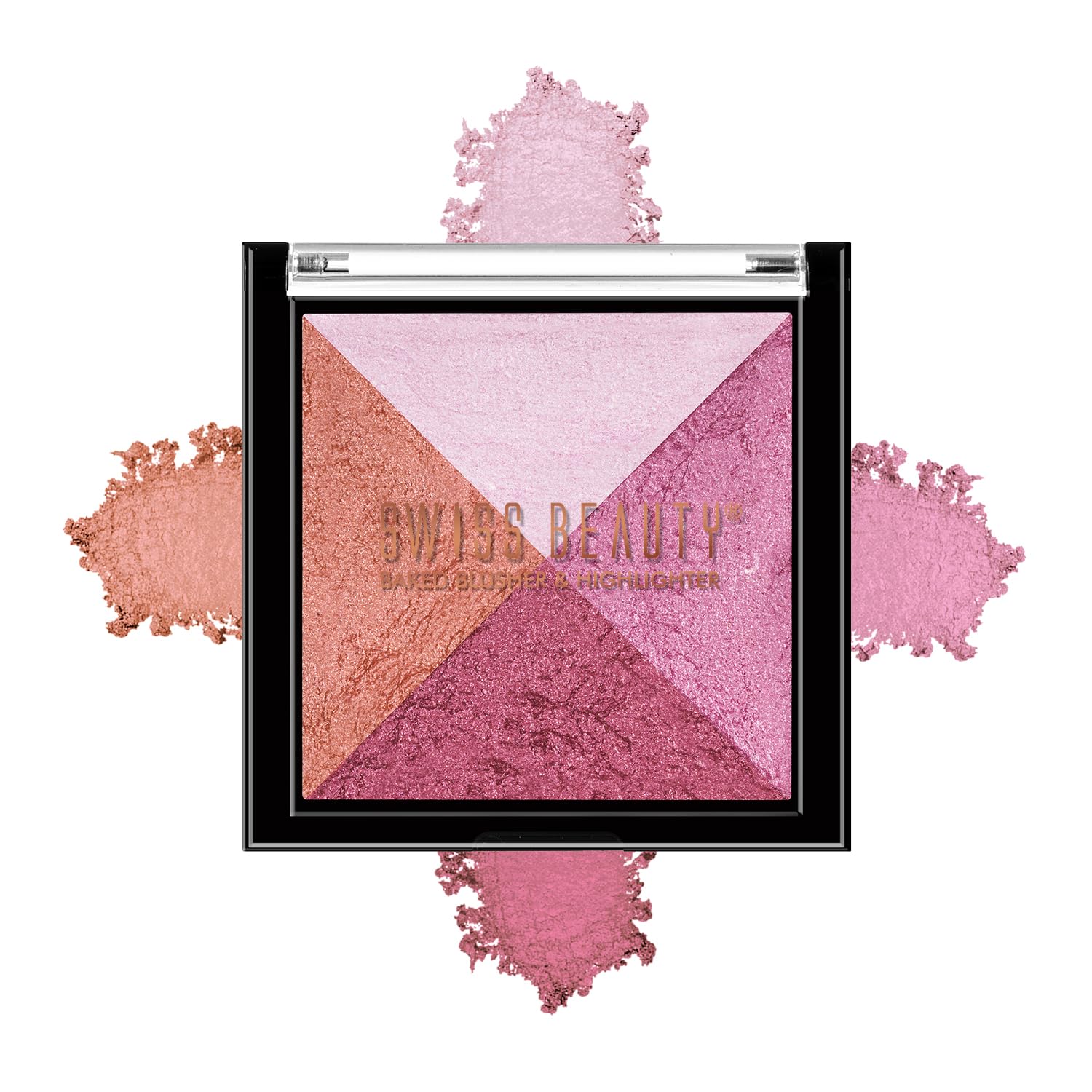 Swiss Beauty Mini Baked Shimmer Blusher And Highlighter Palette For darkspots