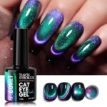 THR3E STROKES Cat Eye Gel Nail Polish Set for Pink Brown Glitter Holographic Cat Eye, Salon Gel Manicure and Nail Art DIY at Home, Bright Moonlight (COMET) - Image 2