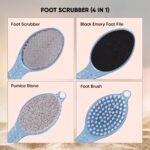 VEGA 4 in 1 Feet Pedicure Tools with Foot Scrubber, Pumice Stone, Foot Rasp and Black Emery for Home Foot Care, Soft Care | Foot File Callus Remover - Multi Purpose Pedicure & Manicure Tool, (PD-02) - Image 2